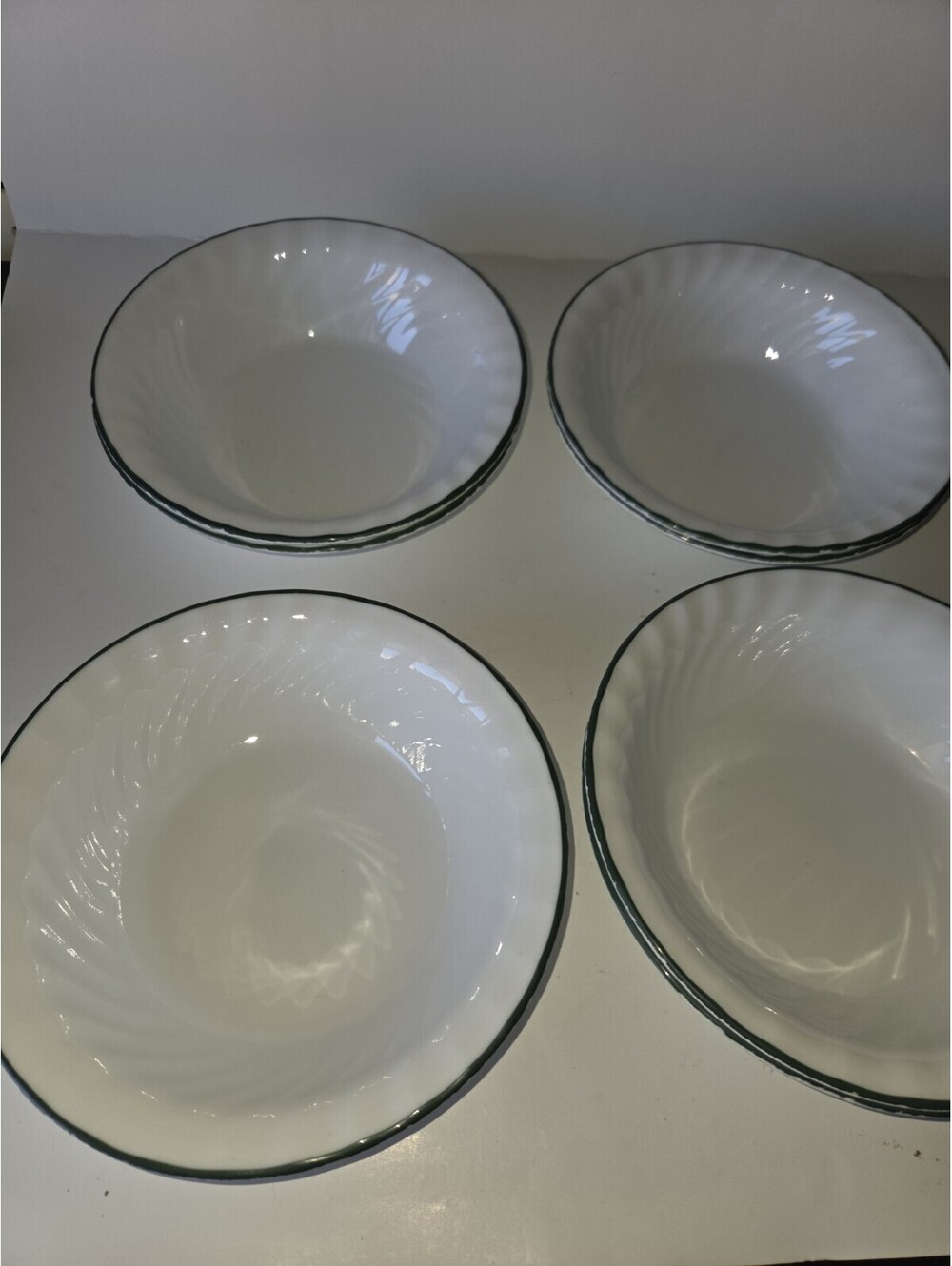 6 Corelle Callaway Ivy Green Swirl 7.25"D Cereal Soup Bowls SE2